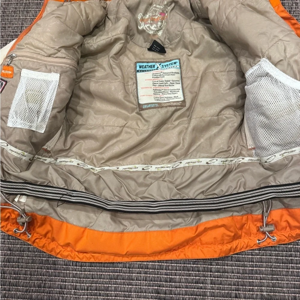 Obermeyer Kids Vibrant Orange and Cream Puffer Jacket